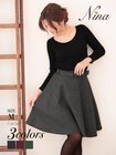 ボトム/【Nina ニーナ】ベルト付きフレアミディカジュアルサーキュラースカート