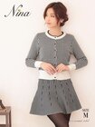 /【Nina ニーナ】千鳥格子柄ニットカジュアルセットアップ