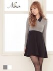 /【Ninaニーナ-】襟付きバイカラーフレアスカートワンピース