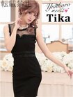 /【Tika ティカ】ラメモールデザインチュール透けタイトミニドレス