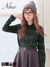 /【Nina ニーナ】タータンチェックカジュアルシャツ